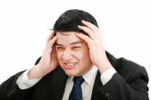 Stressed Man Portrait Isolated On White Background by David Castillo Dominici