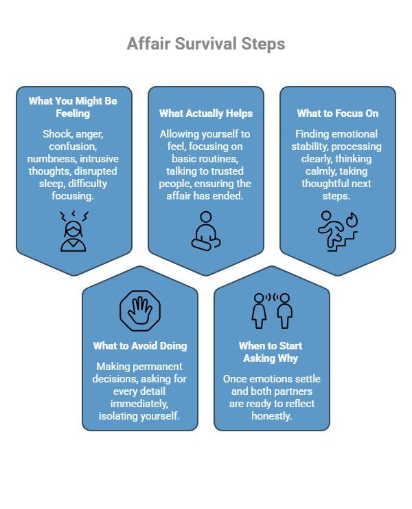 Infographic on What Are the First Steps to Surviving an Affair_ - visual selection