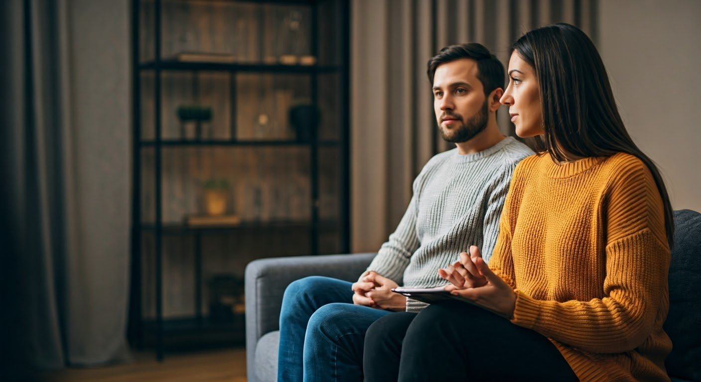 Couple in supportive conversation