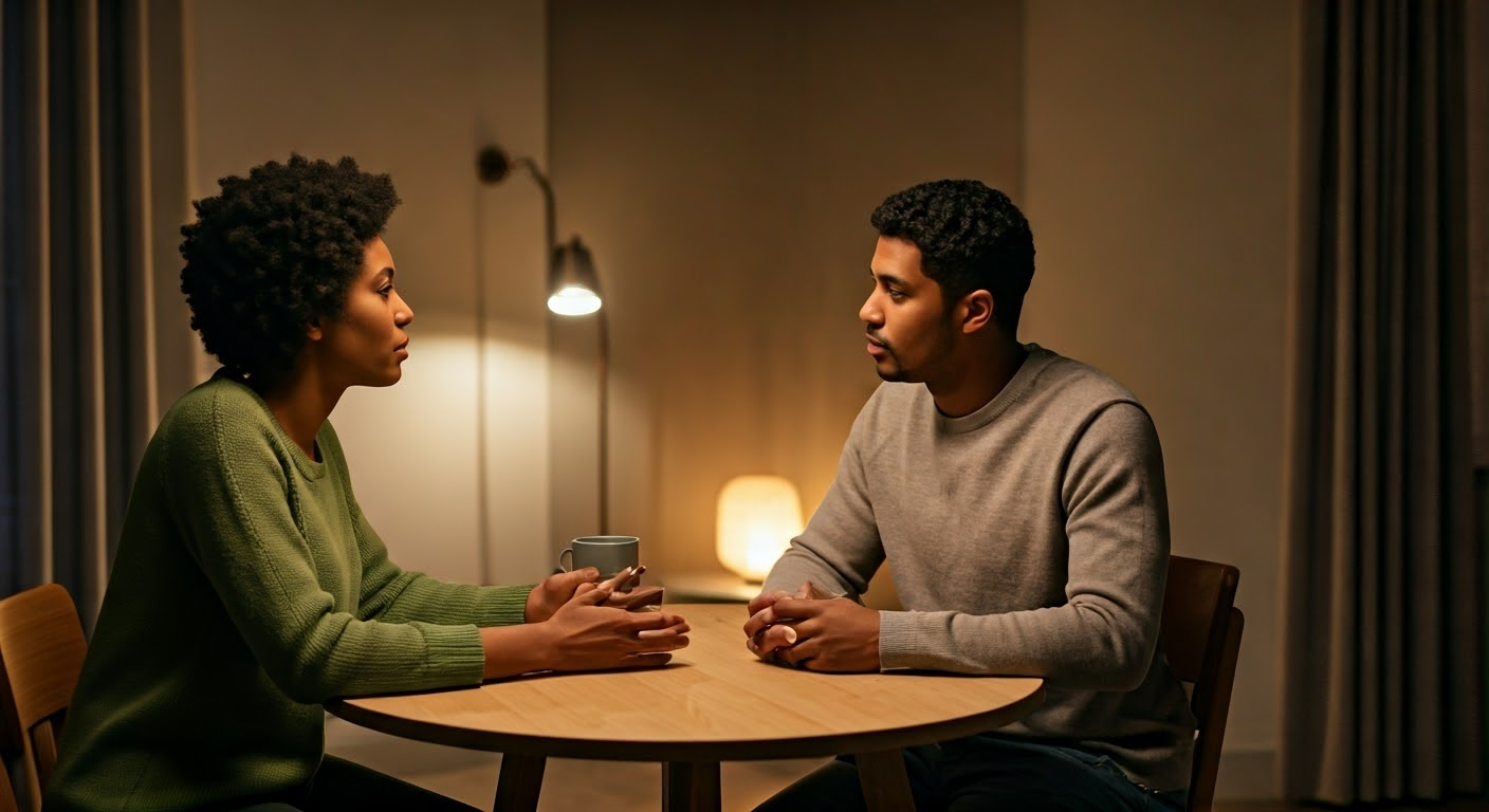 Couple in deep conversation