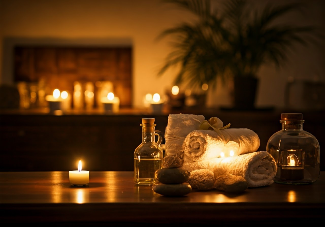 Spa candles and oils.