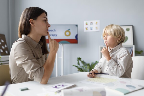 Female Play therapist helping a little boy with Autism at Total Life Counseling Center Clermont