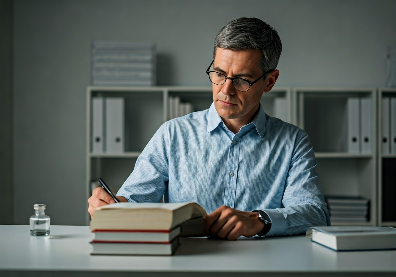 Orlando man taking notes about what he learned from Total Life Counseling
