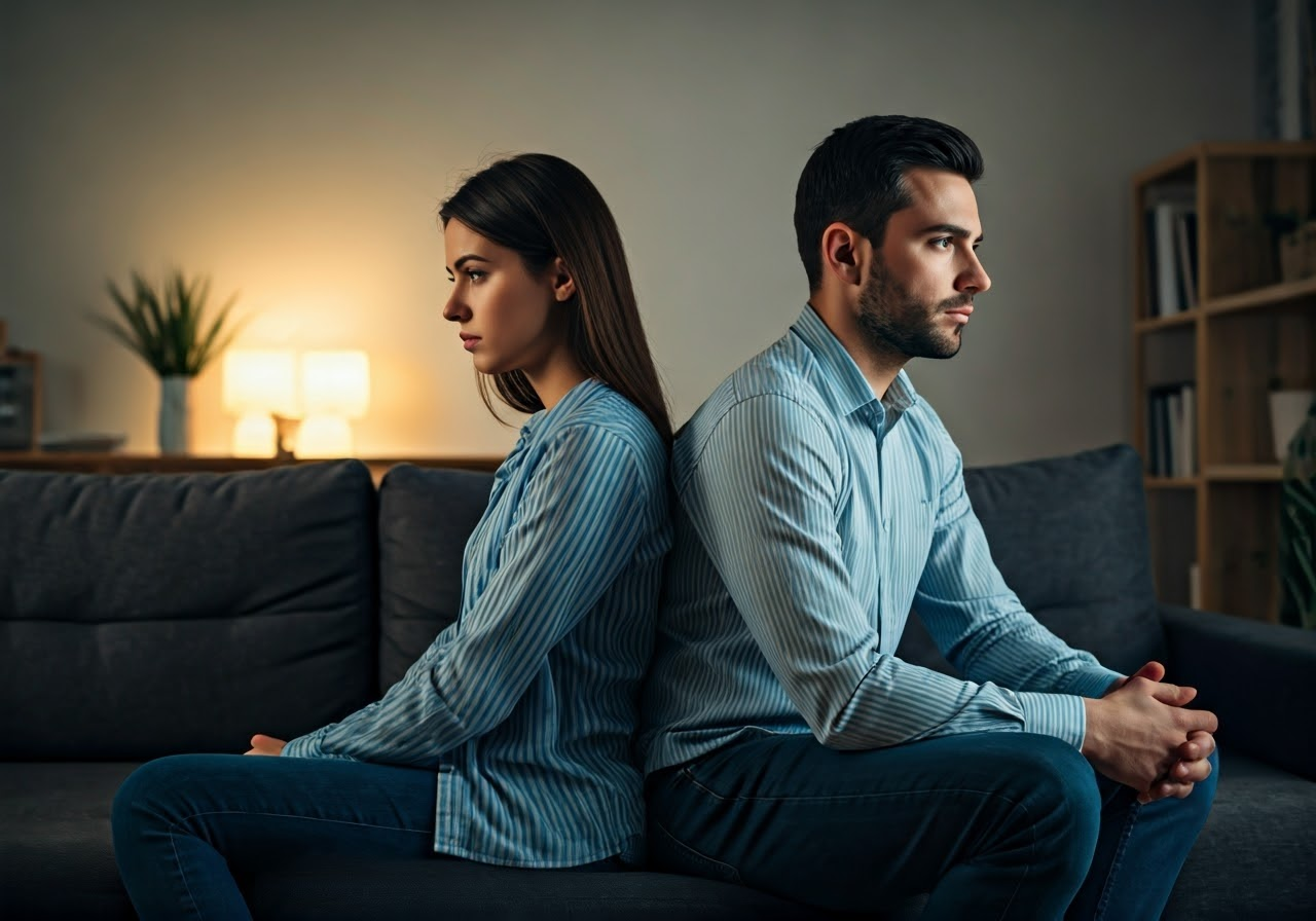 Couple in emotional distance.