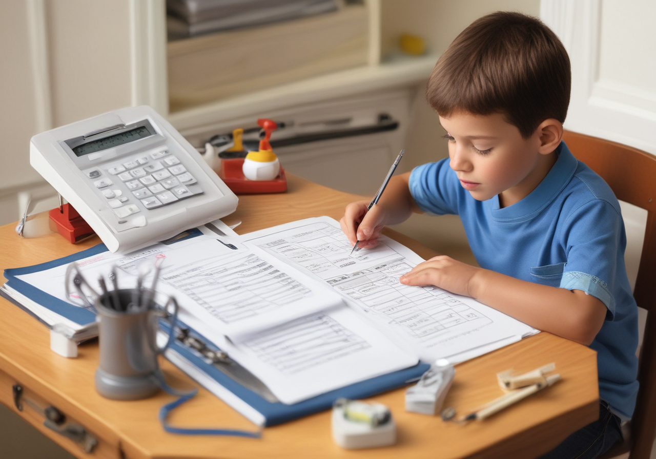 Child organizing tasks with checklist.