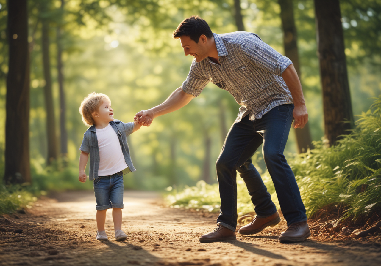 Father and child bonding outdoors