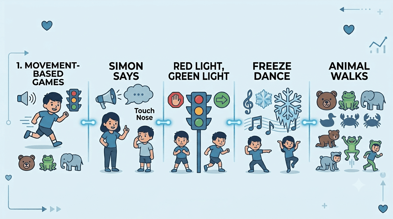 Infographic of movement based games for kids - Total Life Counseling for Children, Teens, Adolescents and Adults in Orlando Winter Park Clermont Lake Mary and Central Florida - Total Life Counseling for Children, Teens, Adolescents and Adults in Orlando Winter Park Clermont Lake Mary and Central Florida Infographic of movement based games for kids
