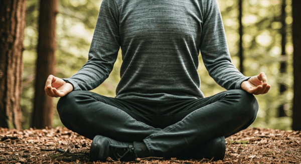 Person meditating in nature