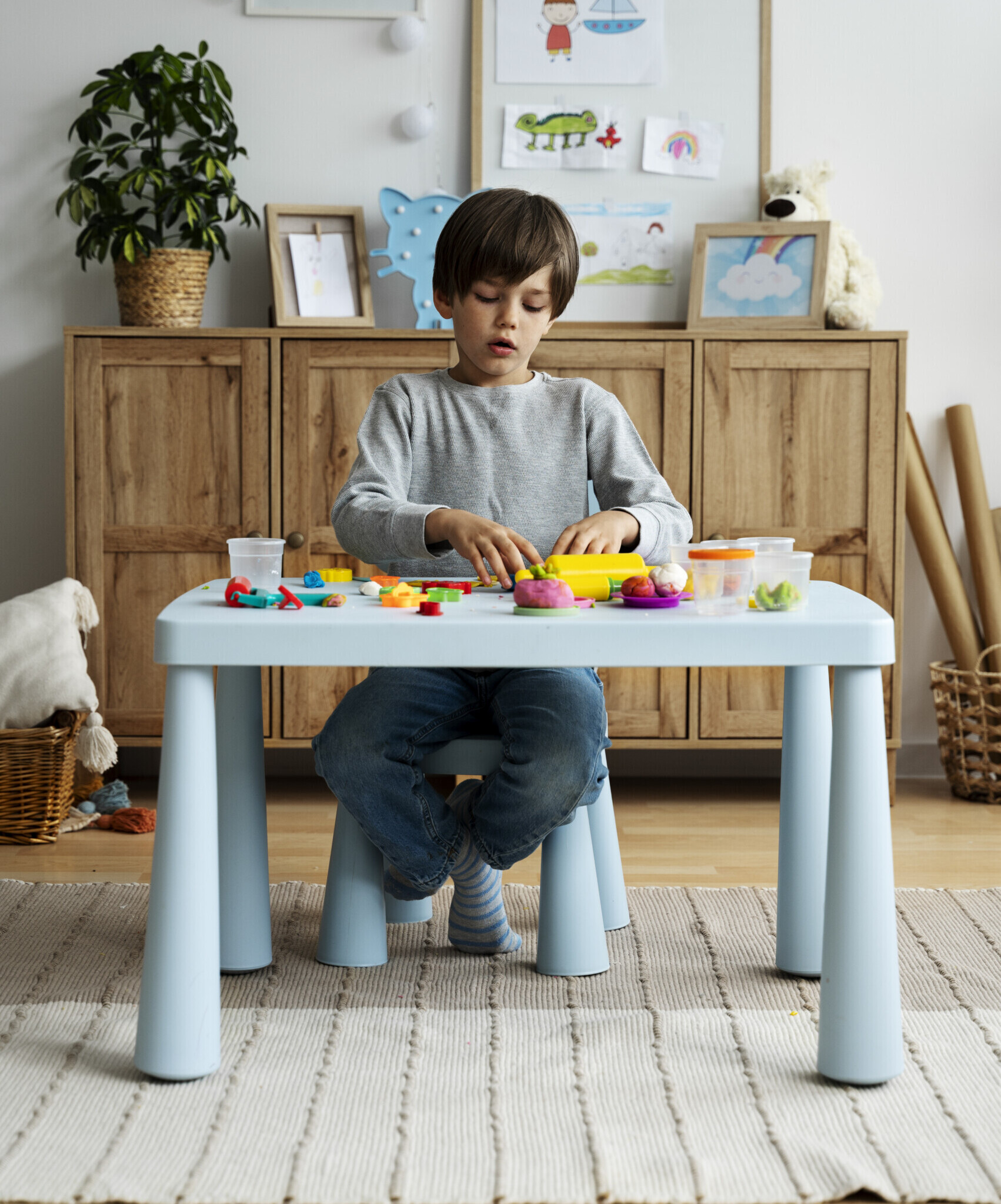 Boy undergoing play therapy boy undergoing play therapy