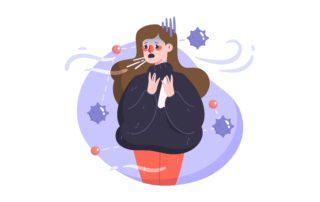 Illustration of a woman going through shortness of breath