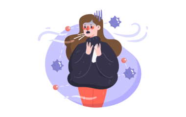 Illustration of a woman going through shortness of breath