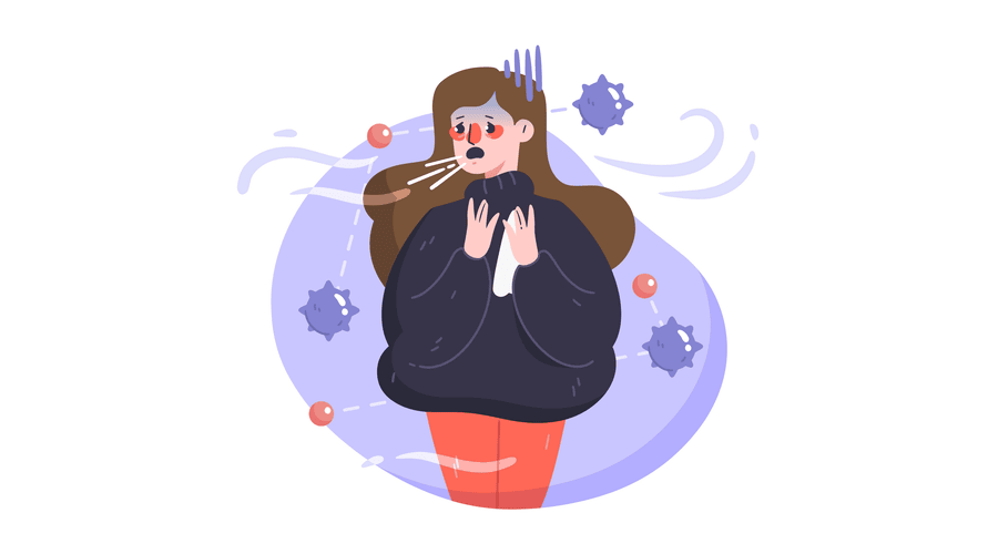 Illustration of a woman going through shortness of breath