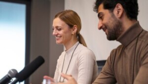 A speaker presenting