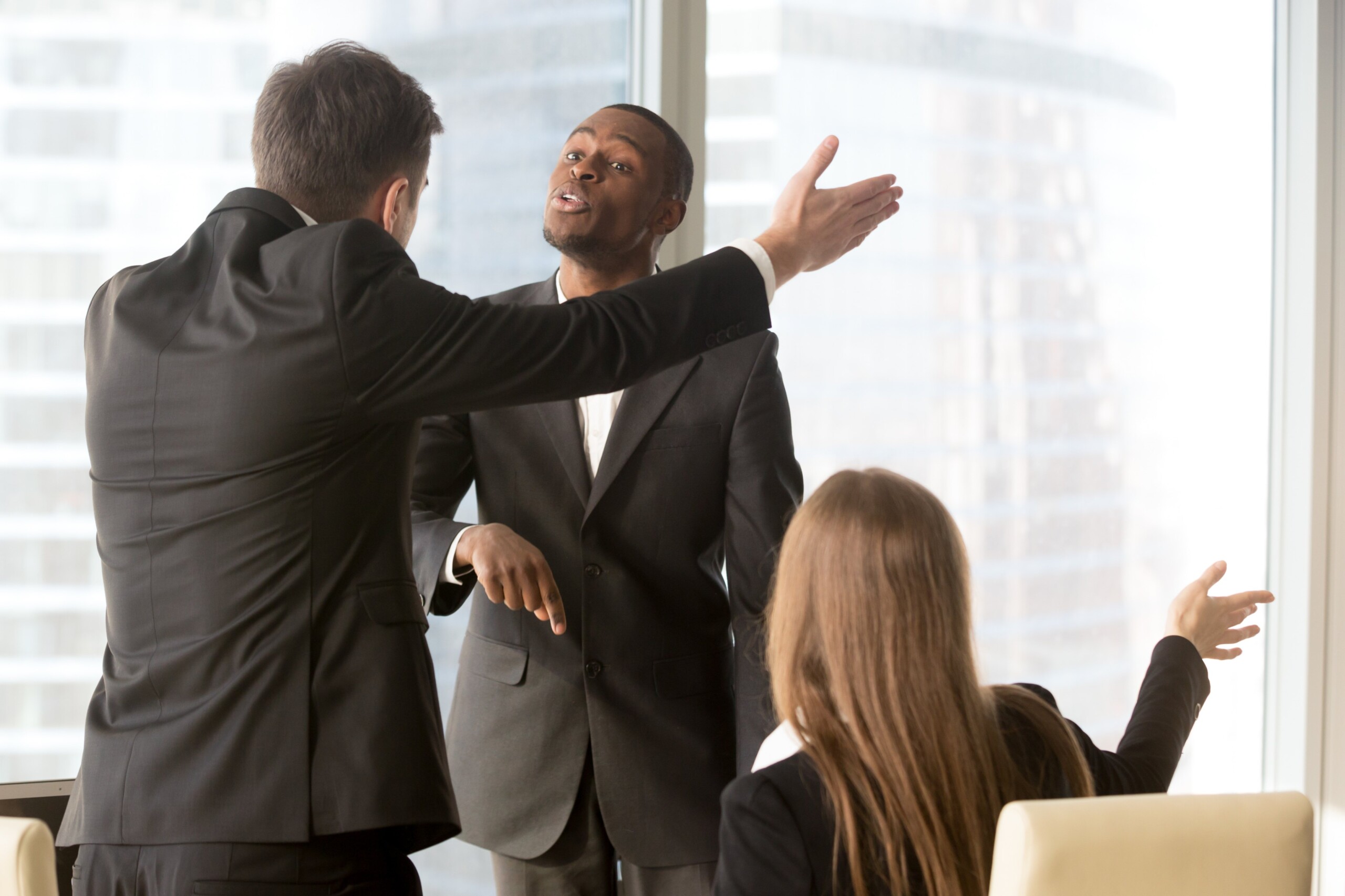 Annoyed business partners arguing