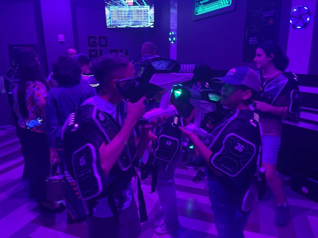 Adults engaged in a game
