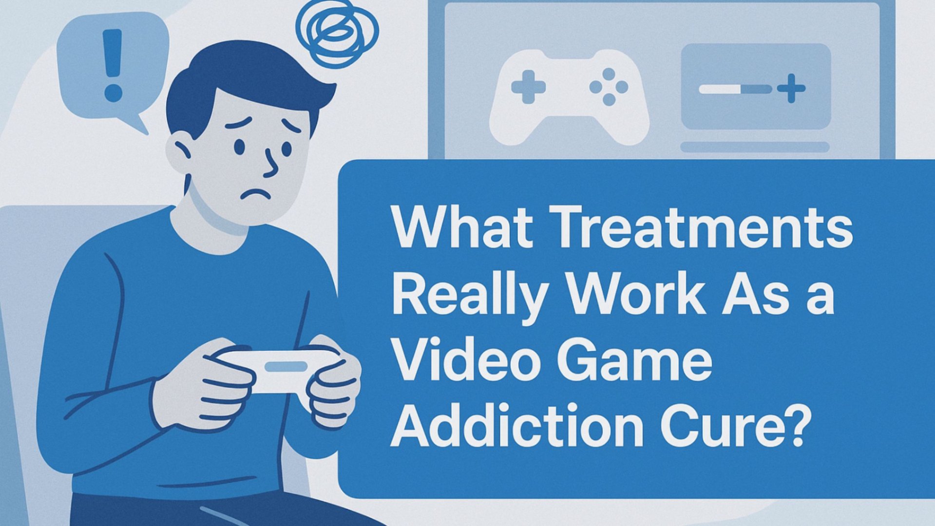Illustration of a boy addicted to video game