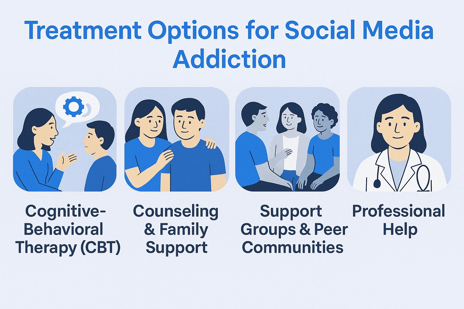 Infographic of treatment options for social media addiction