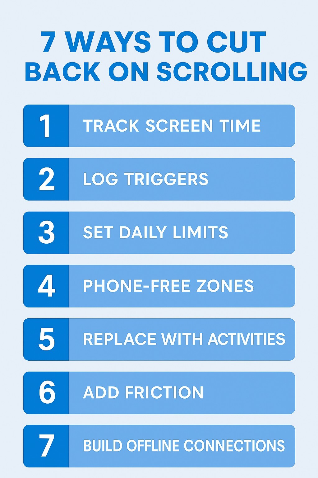 Infographic on 7 ways to cut back on scrolling