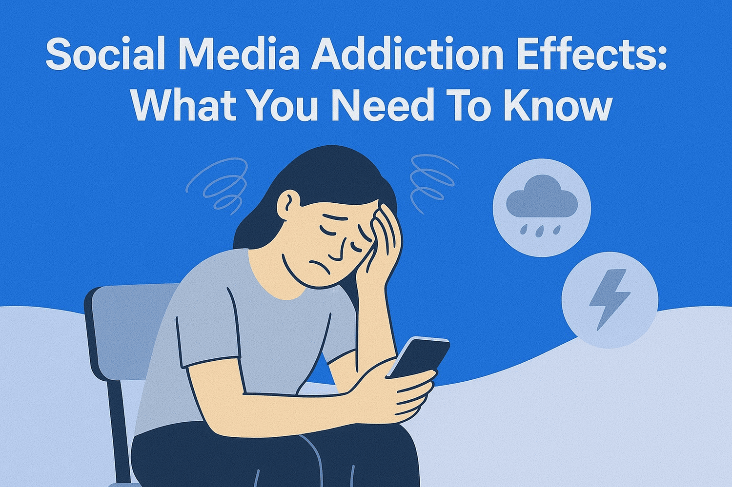 Blog banner showing title text and a worried girl holding a mobile phone