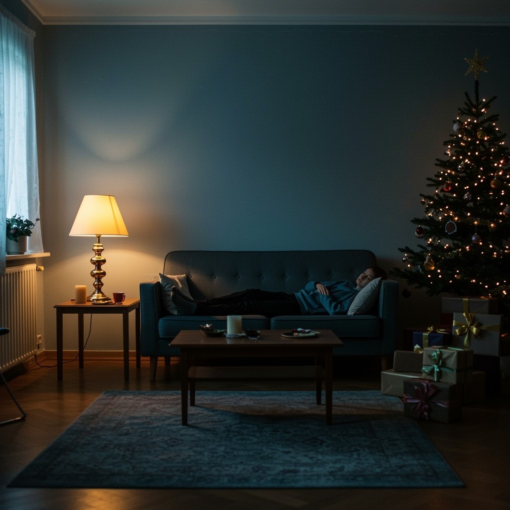 A peaceful room with subtle holiday décor and a person resting on a couch. - Total Life Counseling for Children, Teens, Adolescents and Adults in Orlando Winter Park Clermont Lake Mary and Central Florida A peaceful room with subtle holiday décor and a person resting on a couch.