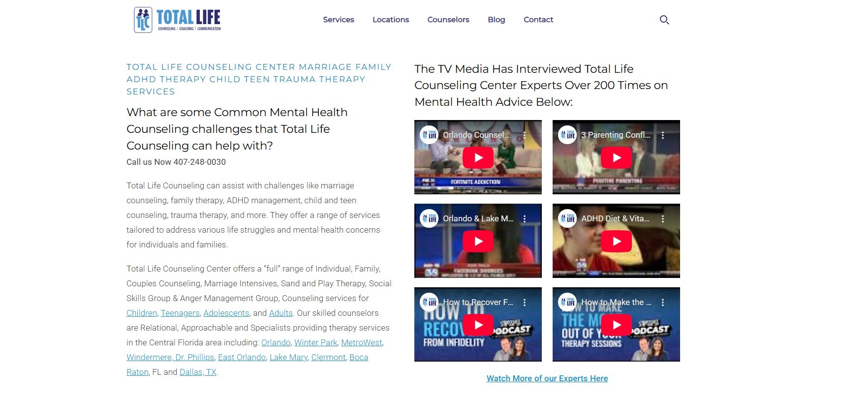 Total Life Counseling home page - Total Life Counseling for Children, Teens, Adolescents and Adults in Orlando Winter Park Clermont Lake Mary and Central Florida Total Life Counseling home page