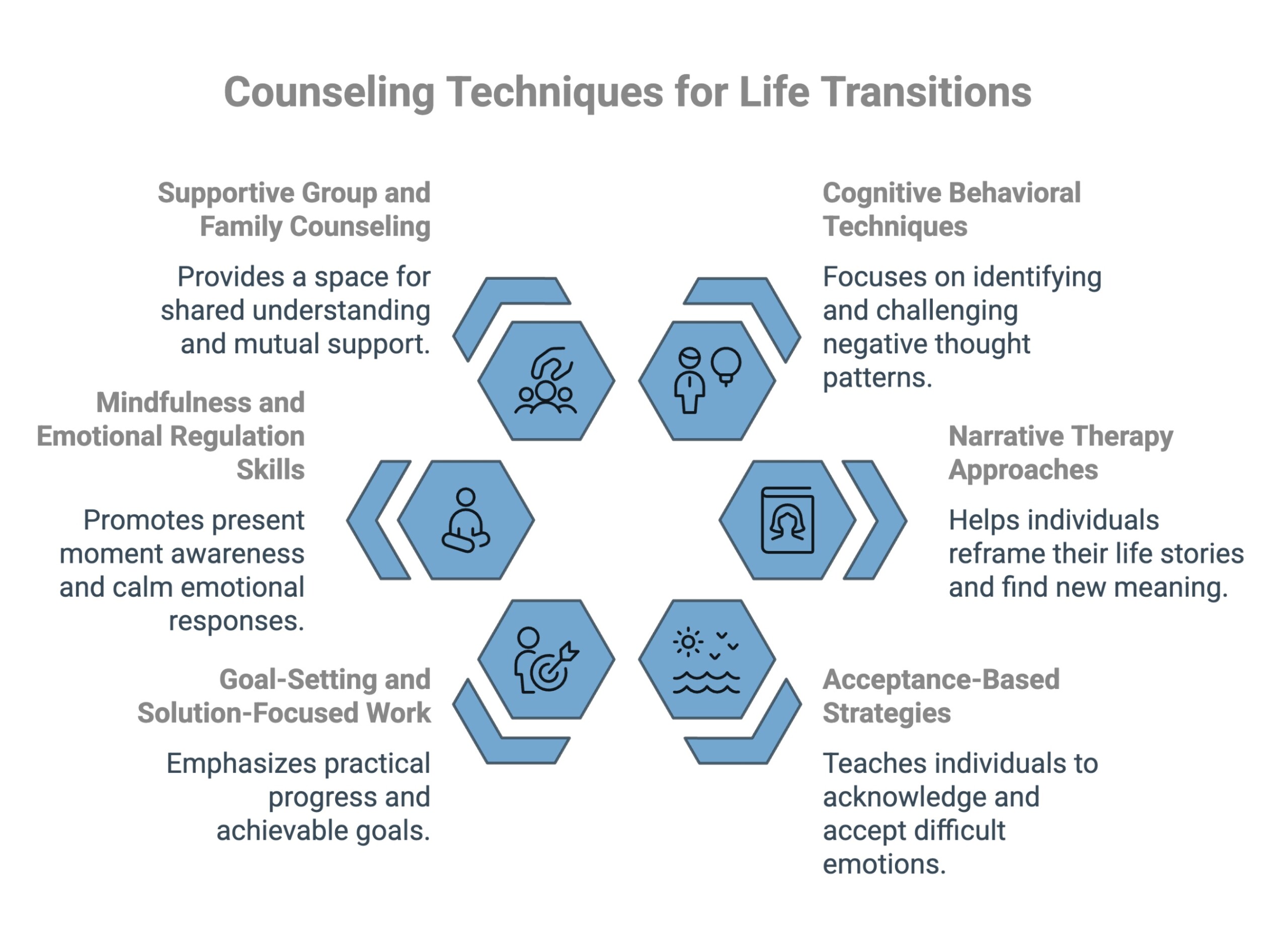 Infographic on counseling techniques for life transitions