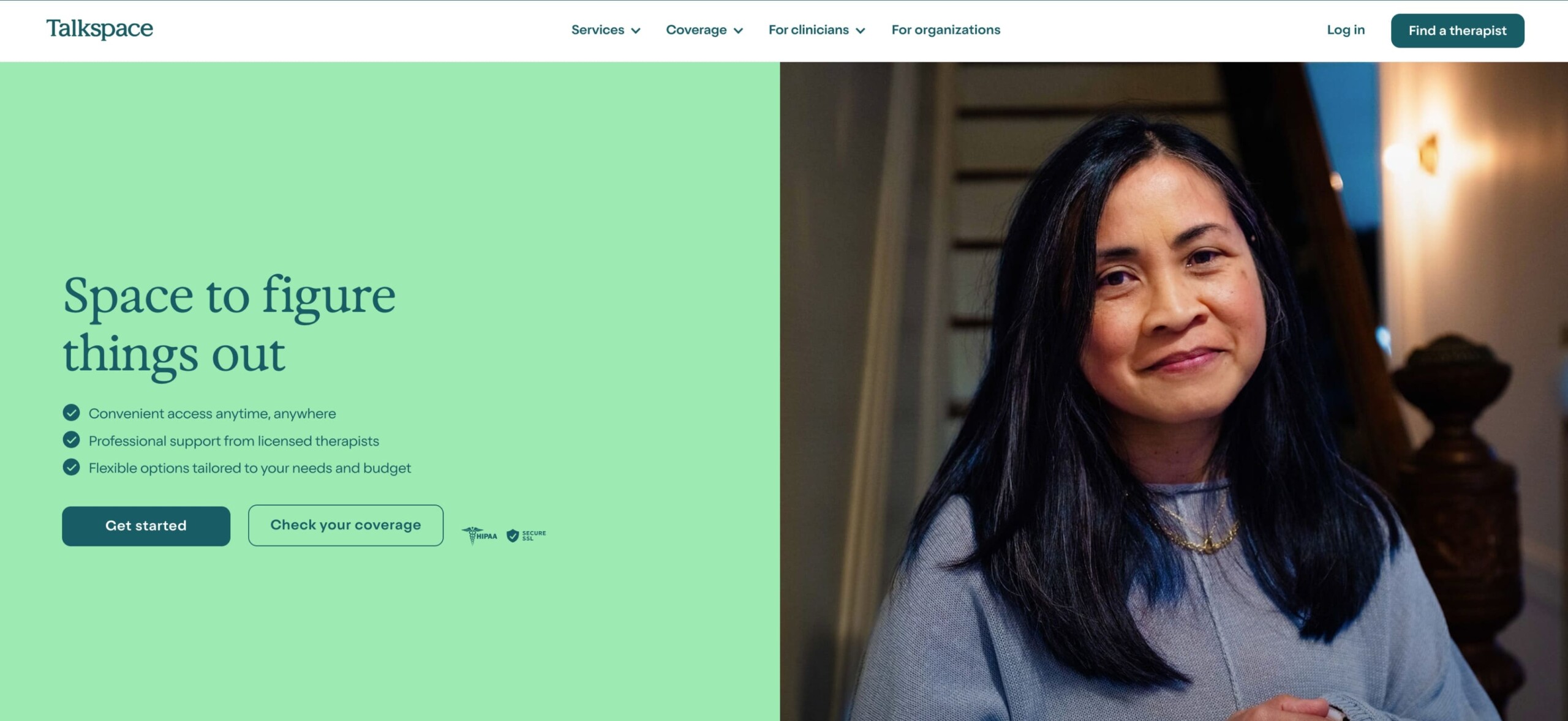 Screenshot of Talkspace homepage - Total Life Counseling for Children, Teens, Adolescents and Adults in Orlando Winter Park Clermont Lake Mary and Central Florida Screenshot of Talkspace homepage
