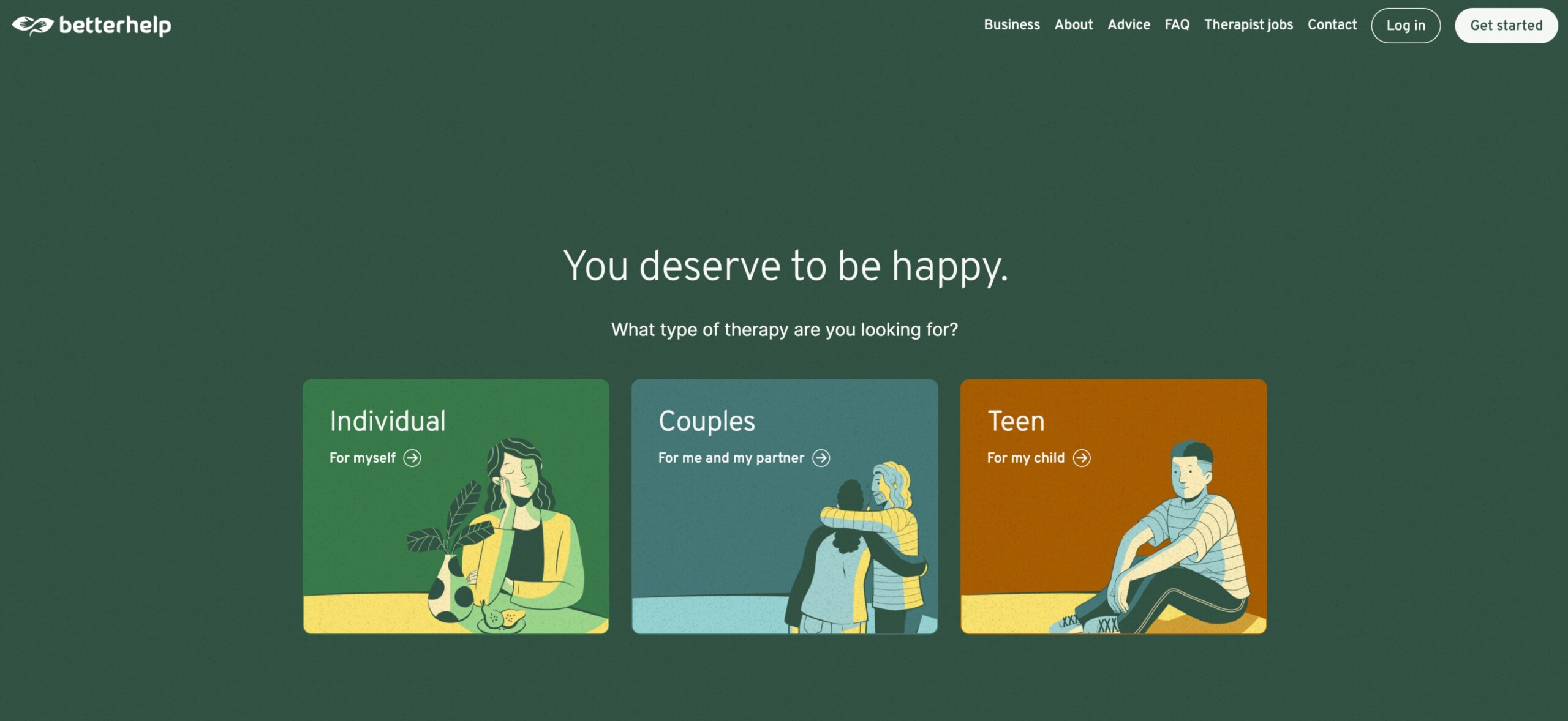 Screenshot of Betterhelp homepage - Total Life Counseling for Children, Teens, Adolescents and Adults in Orlando Winter Park Clermont Lake Mary and Central Florida Screenshot of Betterhelp homepage