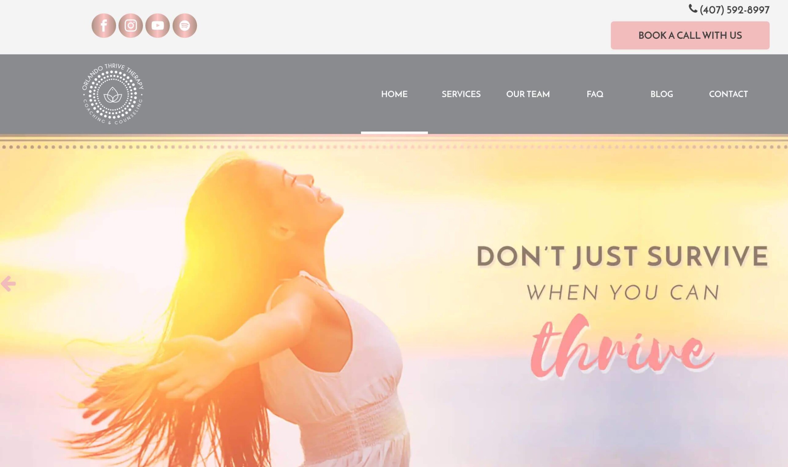 screenshot of Orlando Thrive Therapy Homepage - Total Life Counseling for Children, Teens, Adolescents and Adults in Orlando Winter Park Clermont Lake Mary and Central Florida screenshot of Orlando Thrive Therapy Homepage