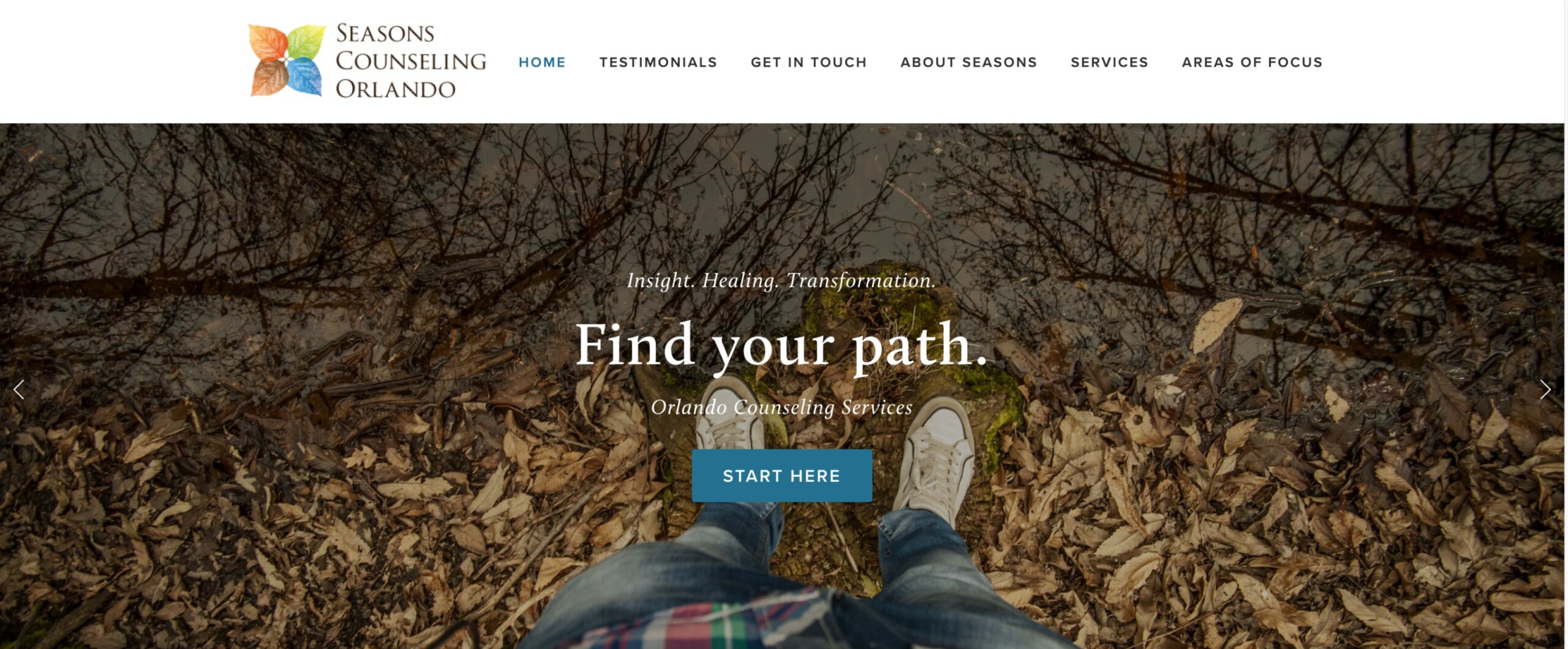 Screenshot of Seasons Counseling Orlando home page