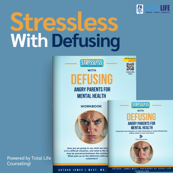 Product Photo: StressLess with Defusing Angry Parents in School video series & workbook