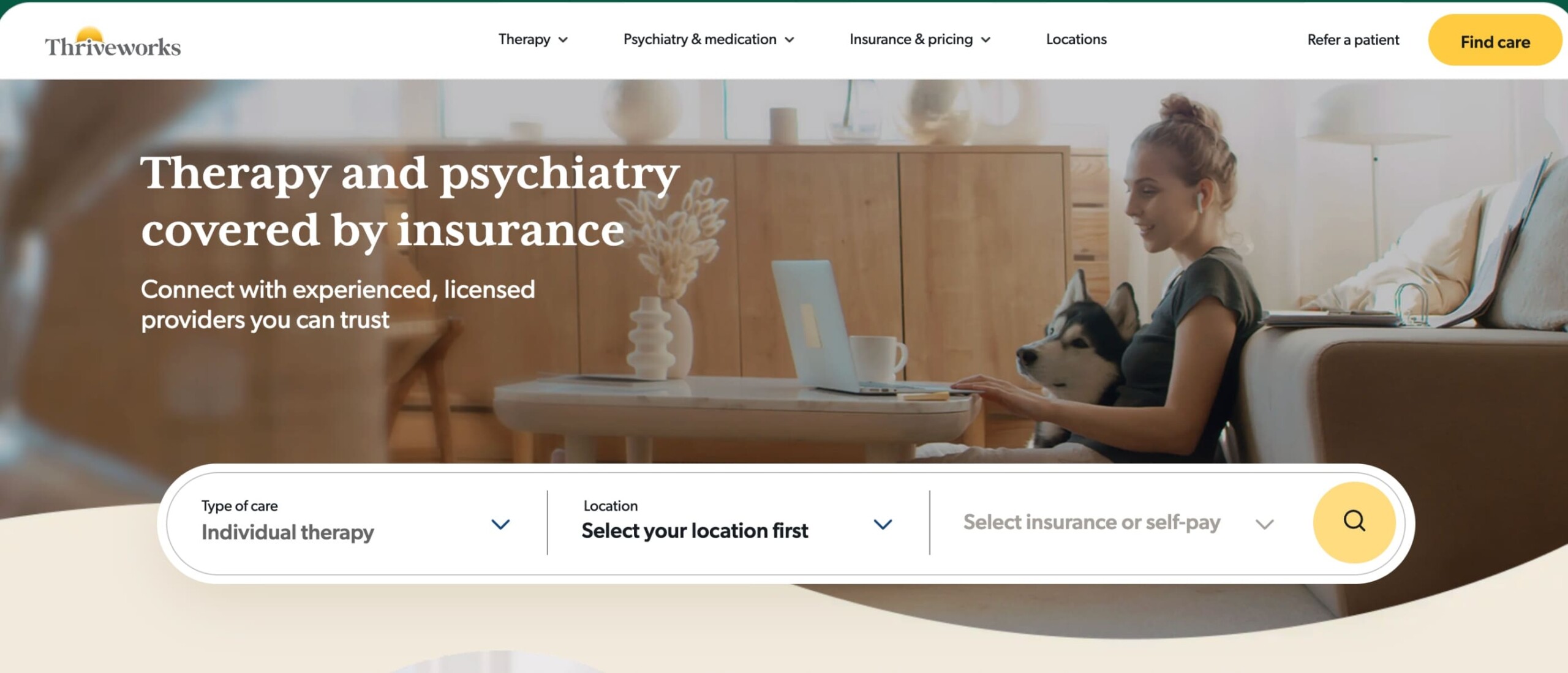 Screenshot of ThriveWorks home page