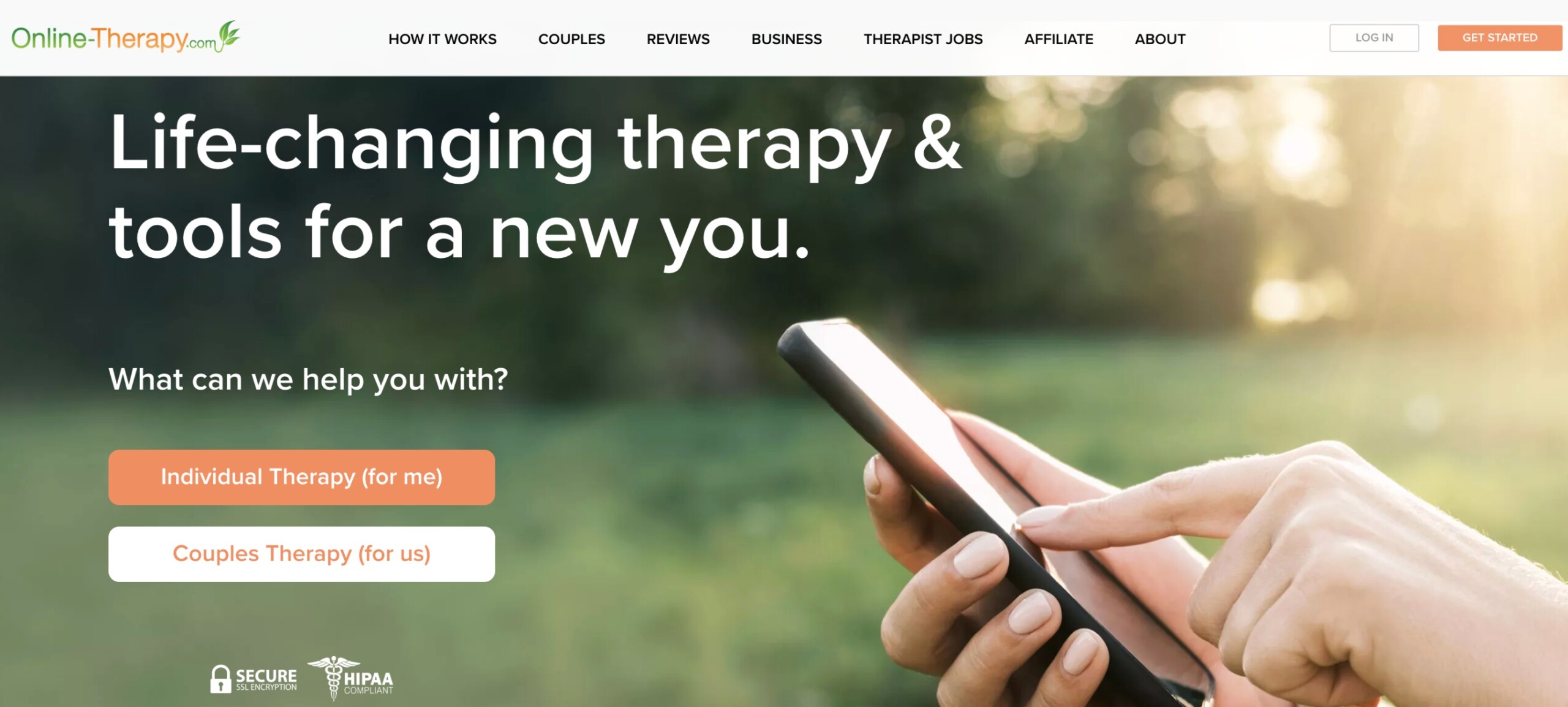 Screenshot of Online-Therapy.com home page