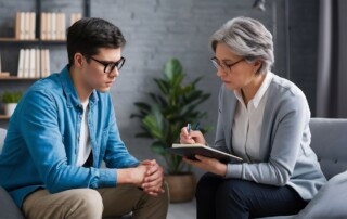 Counselor taking a session