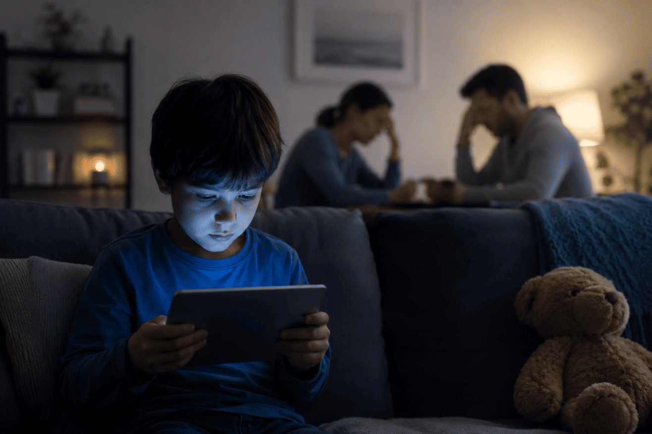 Cover image showcasing a boy focusing on his tab